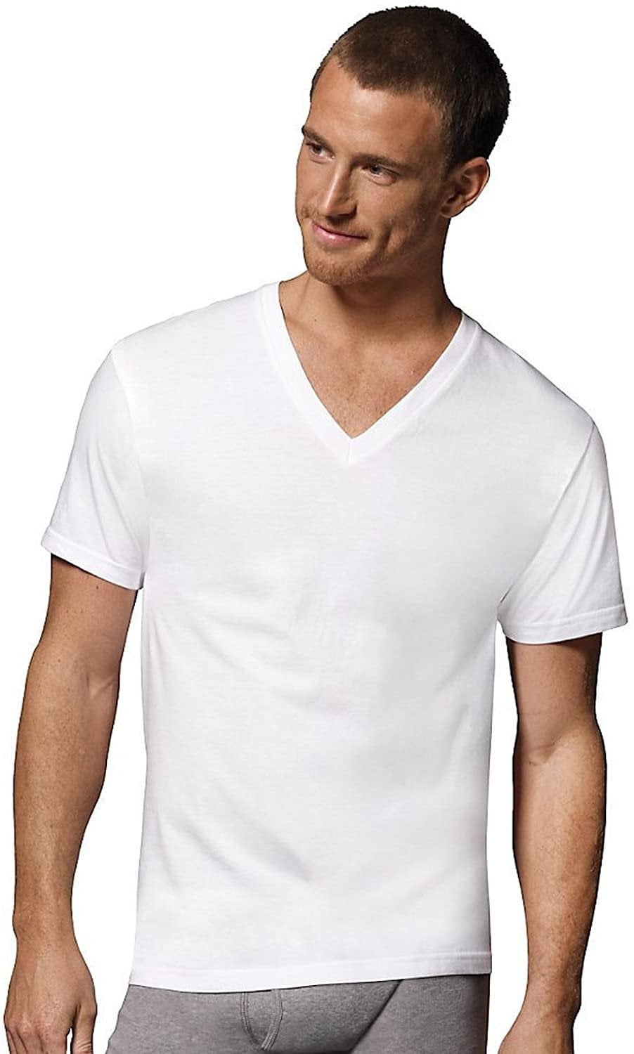 Fruit of The Loom Men's V-Neck T-Shirt Multipack (Large, White (5 Pack ...