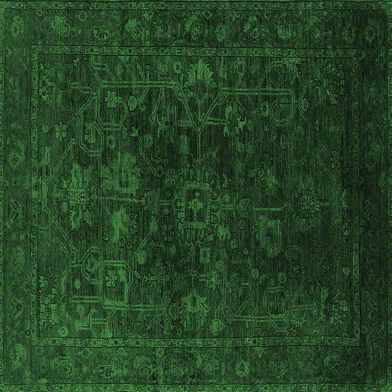 Ahgly Company Indoor Square Persian Emerald Green Bohemian Area Rugs, 3' Square
