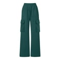 thumbnail image 5 of Cethrio Girls Cargo Sweatpants, Casual Elastic Waist Multi-pocket Open Bottom Straight Leg Pants Green Size 9-10 T, 5 of 6