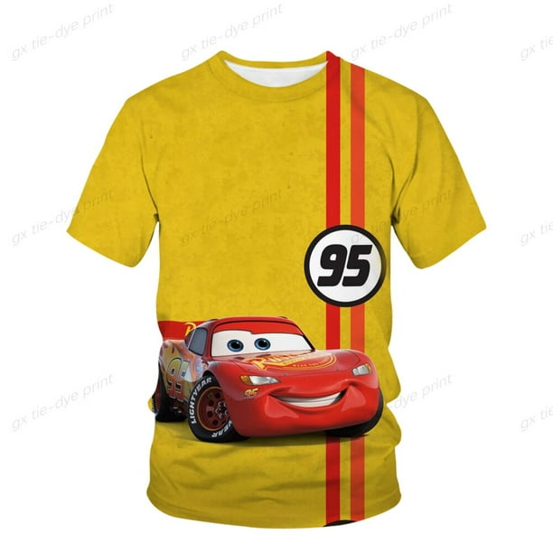 Disney Baby Boy dibujos animados 3D impresión Pixar Cars Lightning McQueen niños camisetas de manga corta chica Top Tee ropa chico disfraz 90 heqiyong CONDUJO