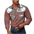thumbnail image 3 of DDAPJ pyju Western Cowboy Shirts for Men Long Sleeve Camo Work Shirt Relaxed Fit Casual Button Down Shirts with Double Pockets Pink XXXXXL, 3 of 8
