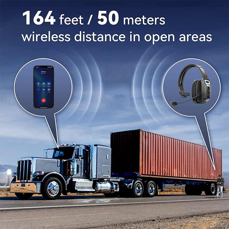 Truck Driver Bluetooth Headset with 270° Adjustable Microphone, AI Noise Cancellation & Mute Button, Supports Hands-Free Calls, for Home/Office/Call Centers (Black)