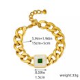 thumbnail image 3 of GKNET Womens Men 18K Gold Plated Stainless Steel Green Zircon Square Bracelet Bangle, 3 of 3