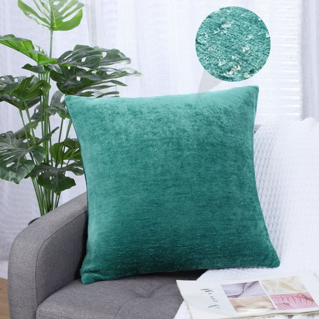 PiccoCasa Soft Water Repellent Throw Pillow Covers Peacock Blue 18x18 Inch
