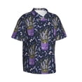 thumbnail image 2 of Fotbe Lavender Flowers Hawaiian Shirt for Men Unisex Summer Beach Casual Short Sleeve Cotton Linen Button Down Shirts-Large, 2 of 9
