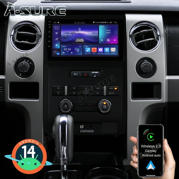 2 64GB Android 14 Car Radio Stereo for Ford F150 2009-2014 Standard Version, 9" Wireless CarPlay Android Auto GPS Navi Wi-Fi Bluetooth SWC DSP FM RDS