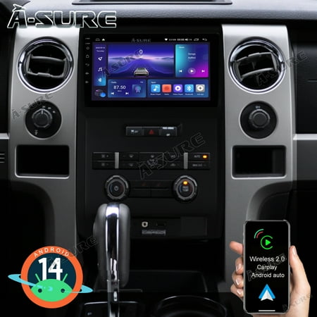 2+64GB Android 14 Car Radio Stereo for Ford F150 2009-2014 Standard Version, 9" Wireless CarPlay Android Auto GPS Navi Wi-Fi Bluetooth SWC DSP FM RDS