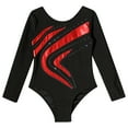 thumbnail image 3 of YONGHS Kids Girls Shiny Rhinestone Long Sleeve Gymnastic Leotard Ballet Dance Athletic Bodysuit Top Red 14, 3 of 7