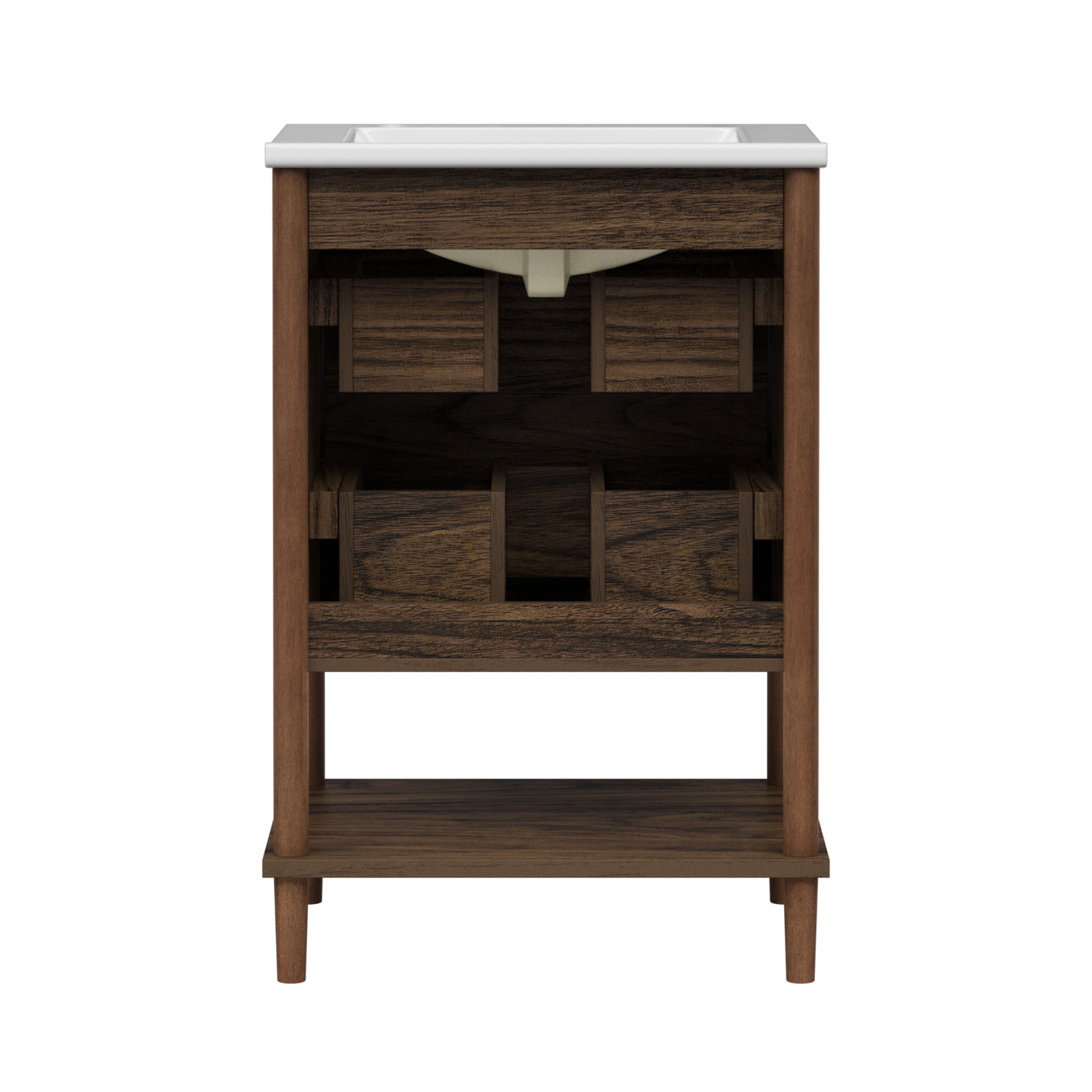 Teamson Home Ellery 24" Single Bathroom Vanity Integrated Square Sink and Two Drawers, Walnut