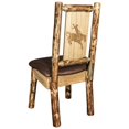 thumbnail image 3 of Glacier Country Collection Side Chair - Saddle Upholstery, w/ Laser Engraved Bronc Design, 3 of 11
