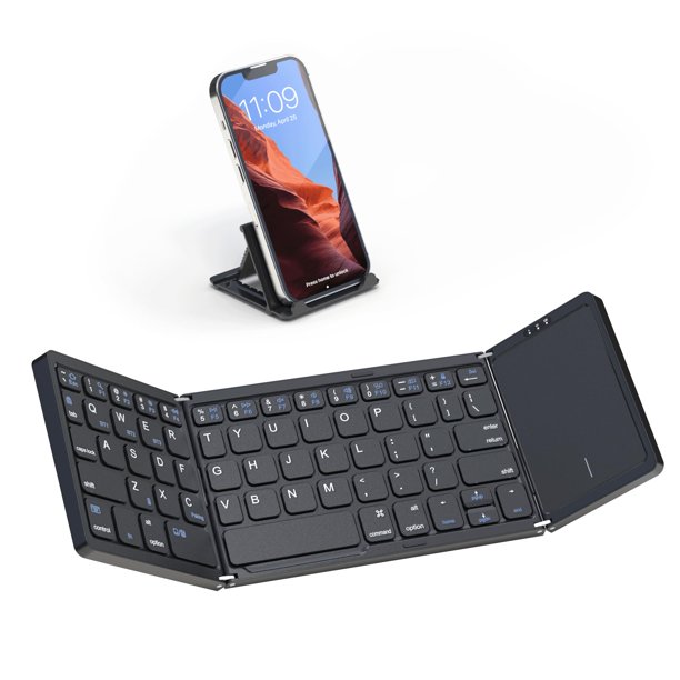 Teclado Artciety plegable Bluetooth con panel táctil negro