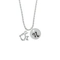 thumbnail image 2 of Delight Jewelry Silvertone 2-D Open Angel Fish Silvertone Script Initial Disc - N - Charm Necklace, 20"+3", 2 of 4