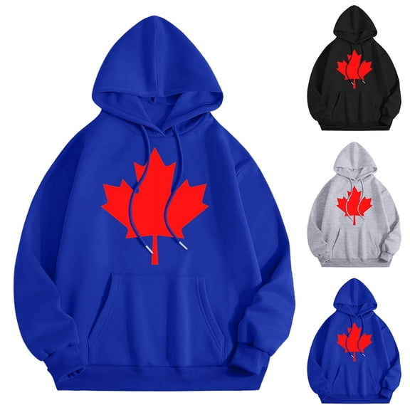 Mens Canadian maple leaf Hoodies Long Sleeve Pullover Crewneck Sweatshirts For Mens Light Gray S