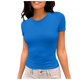 thumbnail image 1 of Camiseta de manga corta ajustada y moderna para mujer: corte ajustado y sexy, versátil con vaqueros/pantalones cortos, tejido suave para el verano, talla real, lavado en frío., 1 of 6