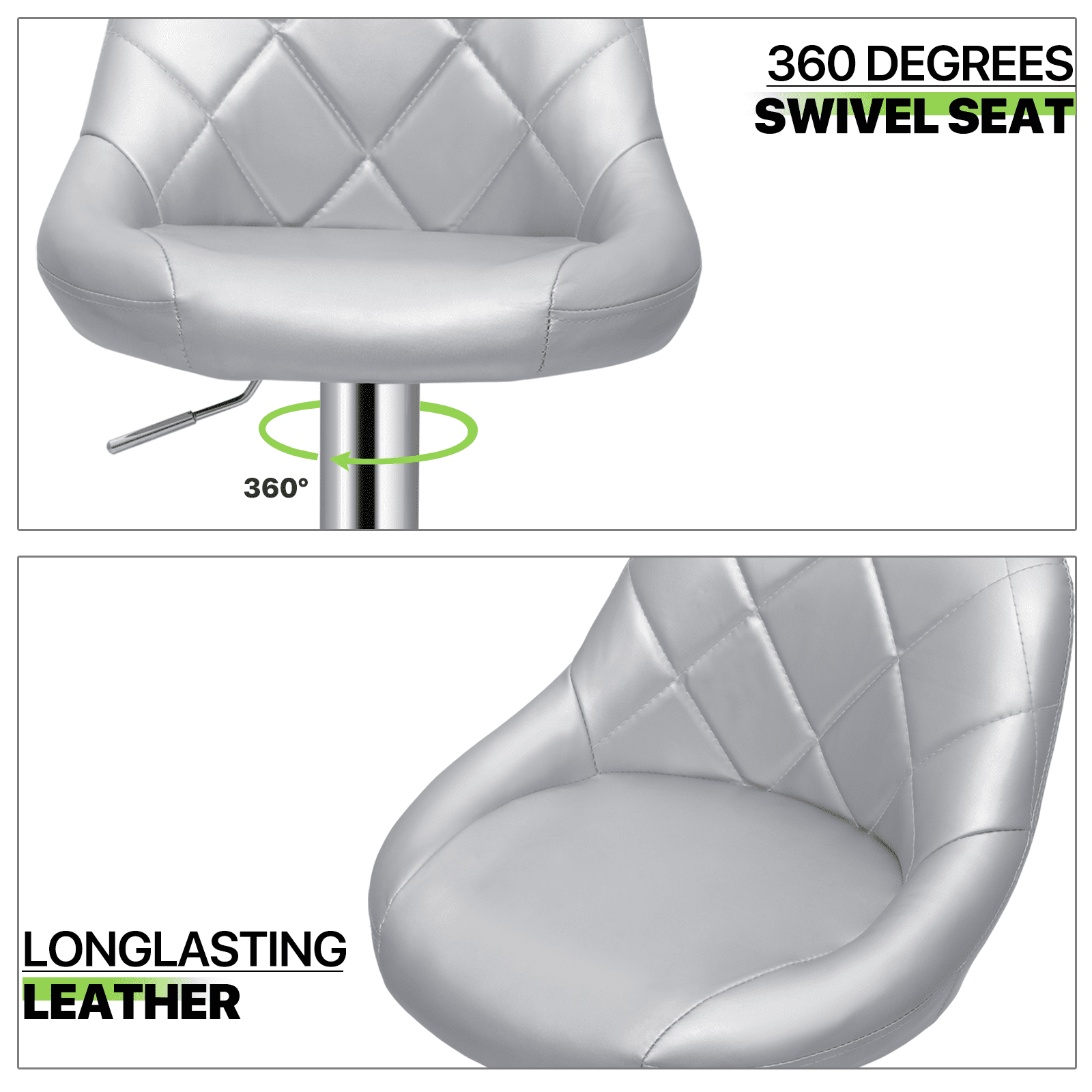 Magshion Mixed Color 2 Tones Bar Stool Chair Dining Counter Bar Pub- Set of 2 (Silver)