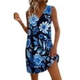 thumbnail image 2 of QUNYINEY Mini Sun Dresses for Women Floral Sleeveless Summer A Line Tank Dress with Pockets Loose Fit Vacation Casual V Neck Dresses, 2 of 7