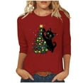 thumbnail image 2 of LEKWK Ladies Christmas Sweaters Xmas Tree Crew Neck 3/4 Sleeve Tops Christmas Sweaters for Women 2025 Tunic Christmas Sweater Women, 2 of 5