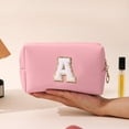 thumbnail image 5 of Pink Letter Makeup Bag for Valentine's Day,Letter Pattern Pouch Cosmetic Bag, Waterproof Toiletry Bag, Personalized Birthday Gift for Women Girl, Cute Stuff for Girls, 5 of 5