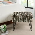 thumbnail image 6 of Home Soft Things Tip Printing Light Faux-fur Ottoman - Meru GEO Light Brown - 19" x 13" x 17", 6 of 7