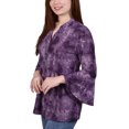 thumbnail image 3 of 3/4 Bell Sleeve Pleat Front Y Neck, 3 of 3