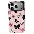 thumbnail image 1 of SKLYDDI Funda para iPhone 13 Pro Max, Diseño de Moños Negros y Lunares Rosas, 1 of 7