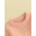 thumbnail image 3 of Mevireiy Toddler Girl Sweater Tops Little Love Embroidery Long Sleeve Pullover Knitwear,Pink,3 Years, 3 of 6