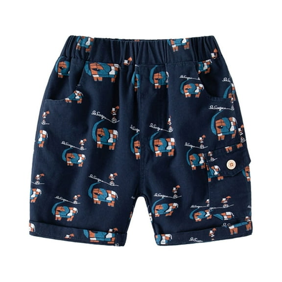 Tkrady Shorts for Boys Pull On Cartoon Graphic Athletic Pants with Pockets, Sizes 1-5 Years