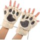 thumbnail image 1 of Guante de invierno suave con garra de oso de peluche para mujer, guantes sin dedos (beige), 1 of 2