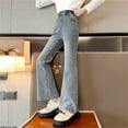 thumbnail image 2 of Ruyang Teens Girl Ripped Jeans Baggy Wide Leg Denim Pants Cool Washed High Waisted Straight Leg Pants with Pockets, 2 of 9