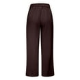 thumbnail image 4 of Travel Outfits Women Airport Women's High Waist Wide Trousers Summer Palazzo Trousers Casual Comfortable And Light Elegant With Pockets And Drawstring Sweats Pants for Women Work Casual Brown M, 4 of 5