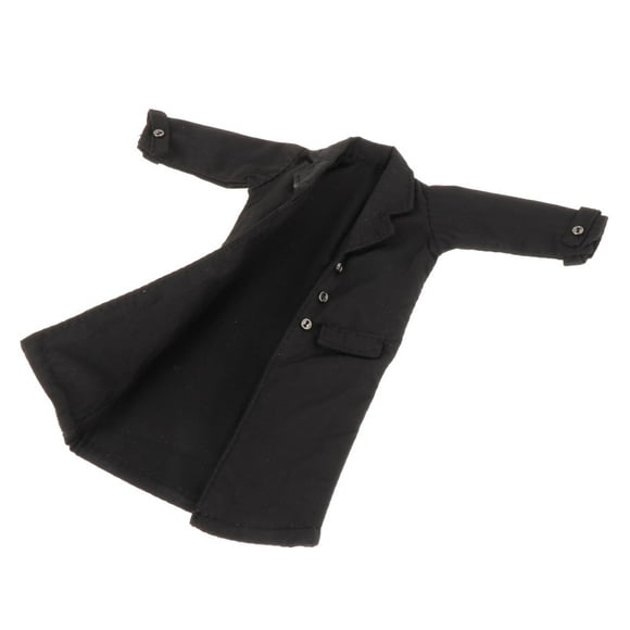 1/12 Scale Trench Coat Male Figure Coat Costume for 6'' inch Soldier Figures Black
