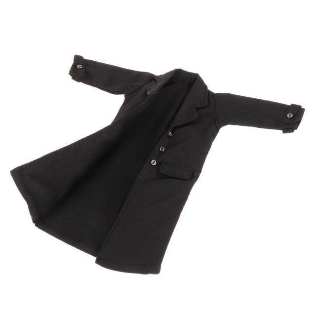 Gabardina en miniatura perfke disfraz masculino 1/12 abrigo elegante negro