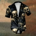 thumbnail image 5 of Mens Button Up Shirt Halloween Theme Skull Print Casual Turndown Collar Short Sleeve Shirt Mens Shirts, 5 of 5