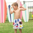 thumbnail image 4 of FORMRS Boys Swim Trunks Quick Dry Mesh Liner Boardshorts Sizes XS-XL, Blue Retro Shapes, 4 of 7