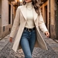 thumbnail image 5 of cocolona Pea Coats for Women Solid Color Elegant Notched Lapel Single Breasted Overcoat Slim Fit Pleated Hem Long Jacket, 5 of 7