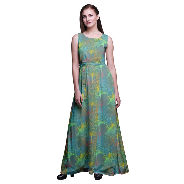 Bimba Robe Longue Maxi pour Femmes à Col Rond Imprimée pour Fête-TTG
