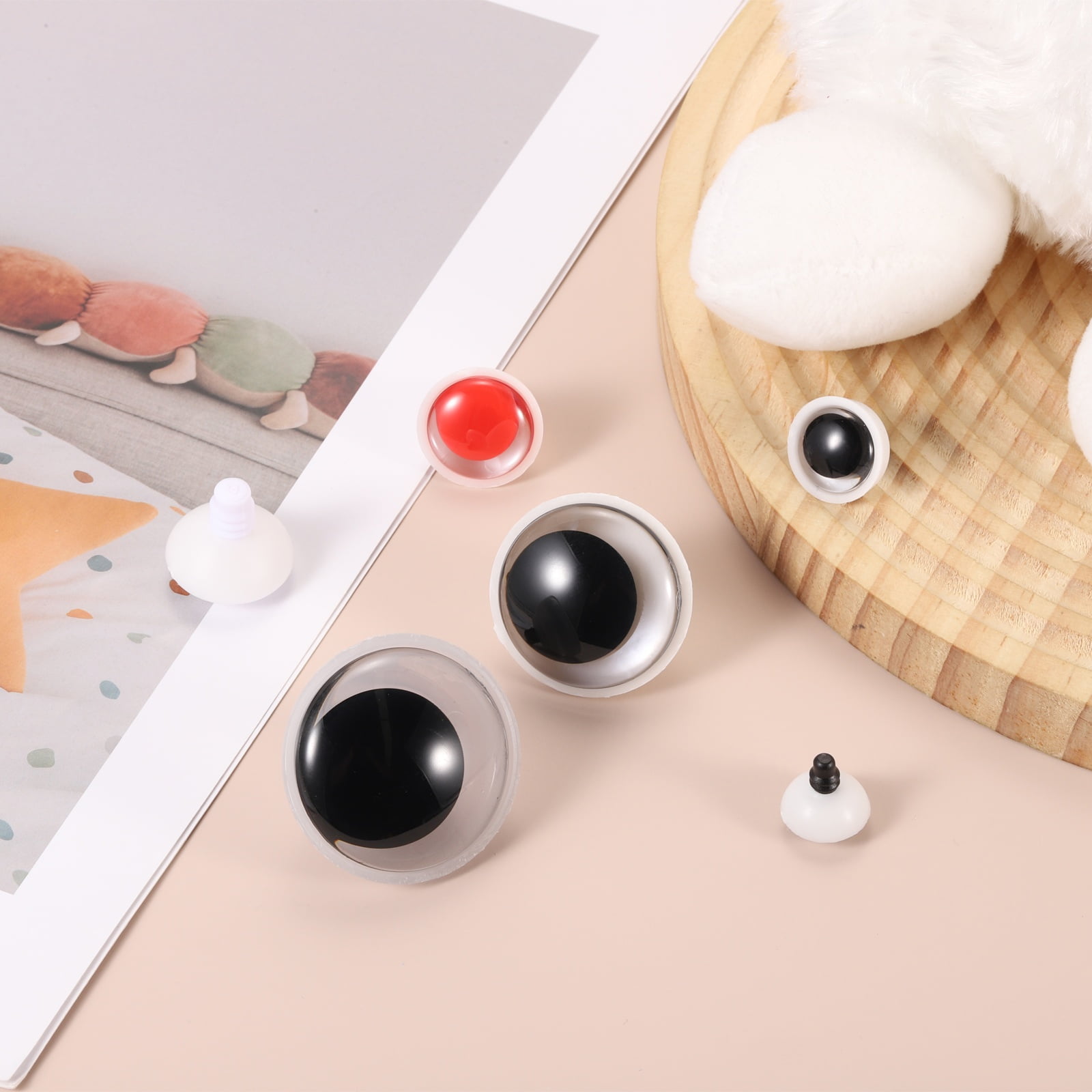 Uxcell 35mm Moon Safety Eyes, 50Pcs Realistic Doll Crocheting Safety Eyes Black