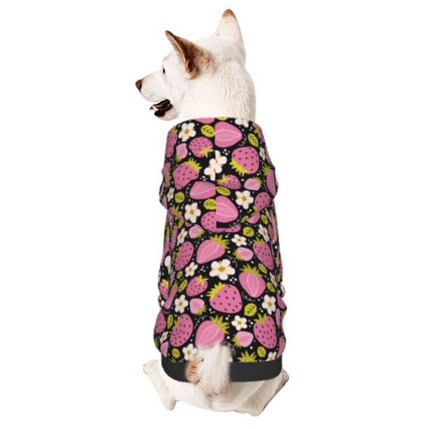 Fotbe Strawberry Sudadera con Estampado para Perros Pequeños – Suéter con Capucha para Mascotas, Tela Suave de Forro Polar con Bolsillo-Medium