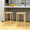 thumbnail image 2 of Costway 25.5" Counter Height Stool Set of 2 with Footrest & Solid Wood Frame Natural, 2 of 8