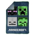 thumbnail image 4 of Minecraft Bad Mobs Club Glow In The Dark Kids Blanket, 62 x 90, Microfiber, Blue, Mojang, Gaming Bedding, 4 of 9