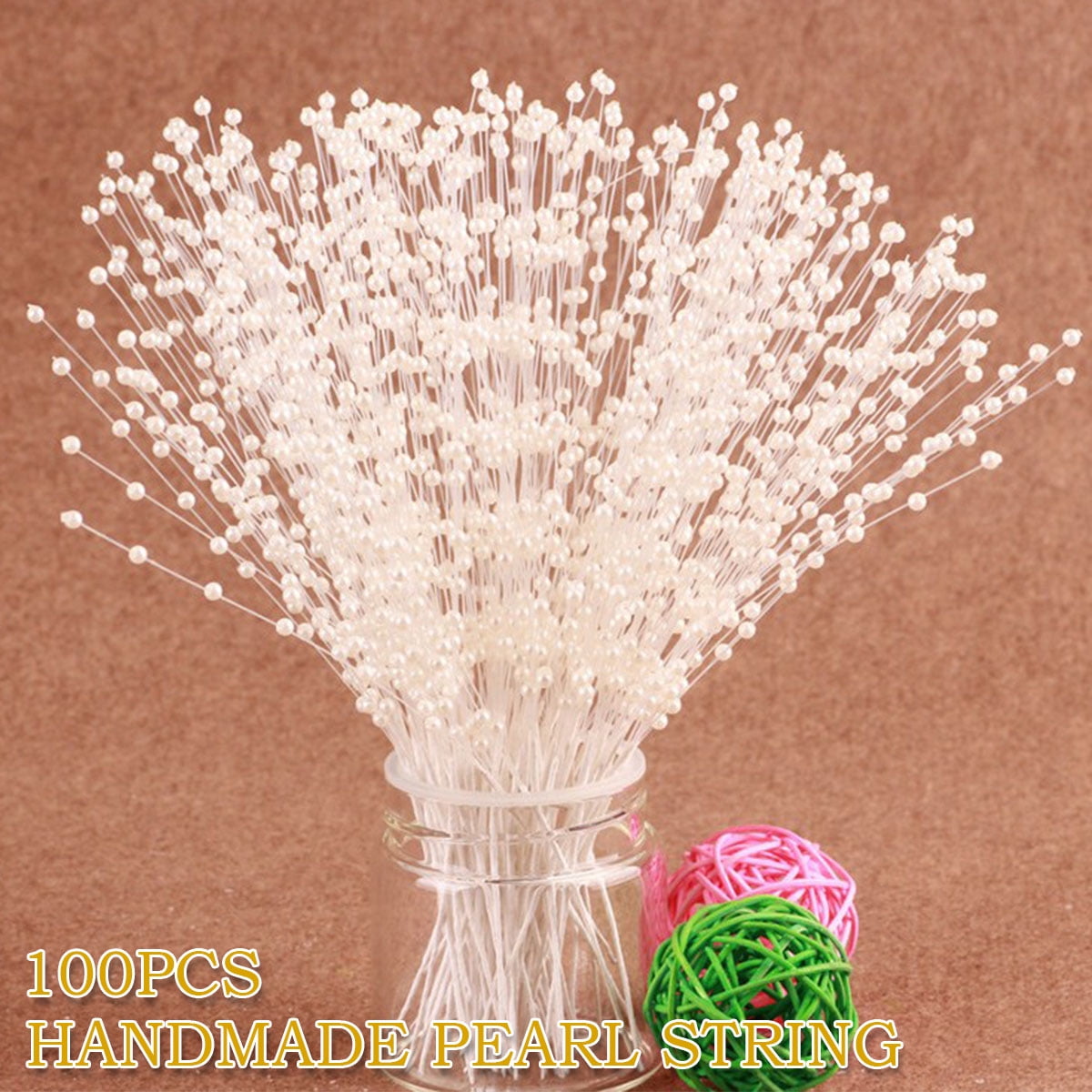 100 Stems Craft Bouquet Embellish Home DIY Pearl Beads Spray Table Decor Branch 