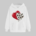 thumbnail image 2 of Womens Valentine Hoodie Sweatshirts Leopard Valentine's Day Fleece Pullover Plaid Love Heart Graphic Tops Long Sleeve Kanga Pocket Drop Shoulder Shirts(White,XL), 2 of 5