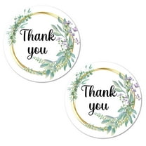 40 Eucalyptus Thank You Stickers, 2 Inch Big Round Glossy Labels, Great For Weddings, Bridal Shower, Engagement Party, Party Favors Décor, Tags, Supplies. Made in USA.
