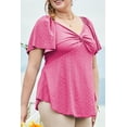 thumbnail image 6 of SHEWIN Women Dressy Tops Plus Size Tops Summer Short Sleeve Casual Light Weight Oversize Tunic Blouses Pink 1X, 6 of 9