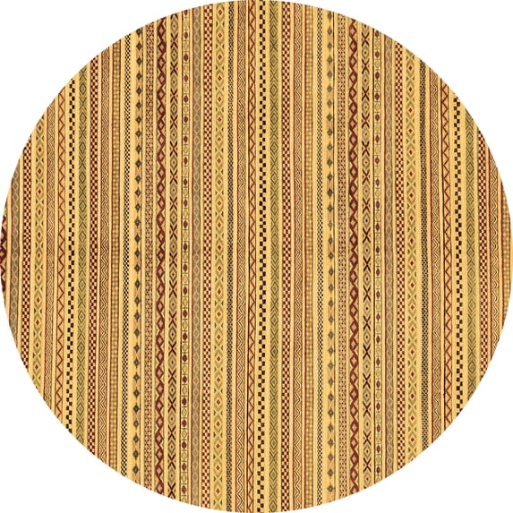 Ahgly Company Indoor Round Abstract Brown Modern Area Rugs, 3' Round