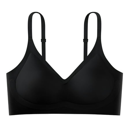 Mrat Sport Bras for Women Women s Underarm-Smoothing Bra Seamless Stretch Wireless Lightly Lined Comfort Bra Breathable Underwear Daily Bra S-313 Black M