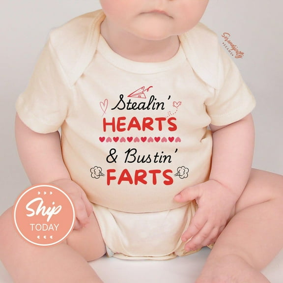 Stealin' Hearts And Bustin' Farts Onesie, Funny Baby Onesie, Cute Baby Clothing, Baby Shower Gift, Cute Infant Bodysuit, Cute Baby Onesie, BABY BODYSUIT LAT 4424