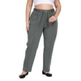 thumbnail image 4 of HDE Womens Plus Size Pull On Pintuck Pants with Pockets Slate Gray - 2X, 4 of 7