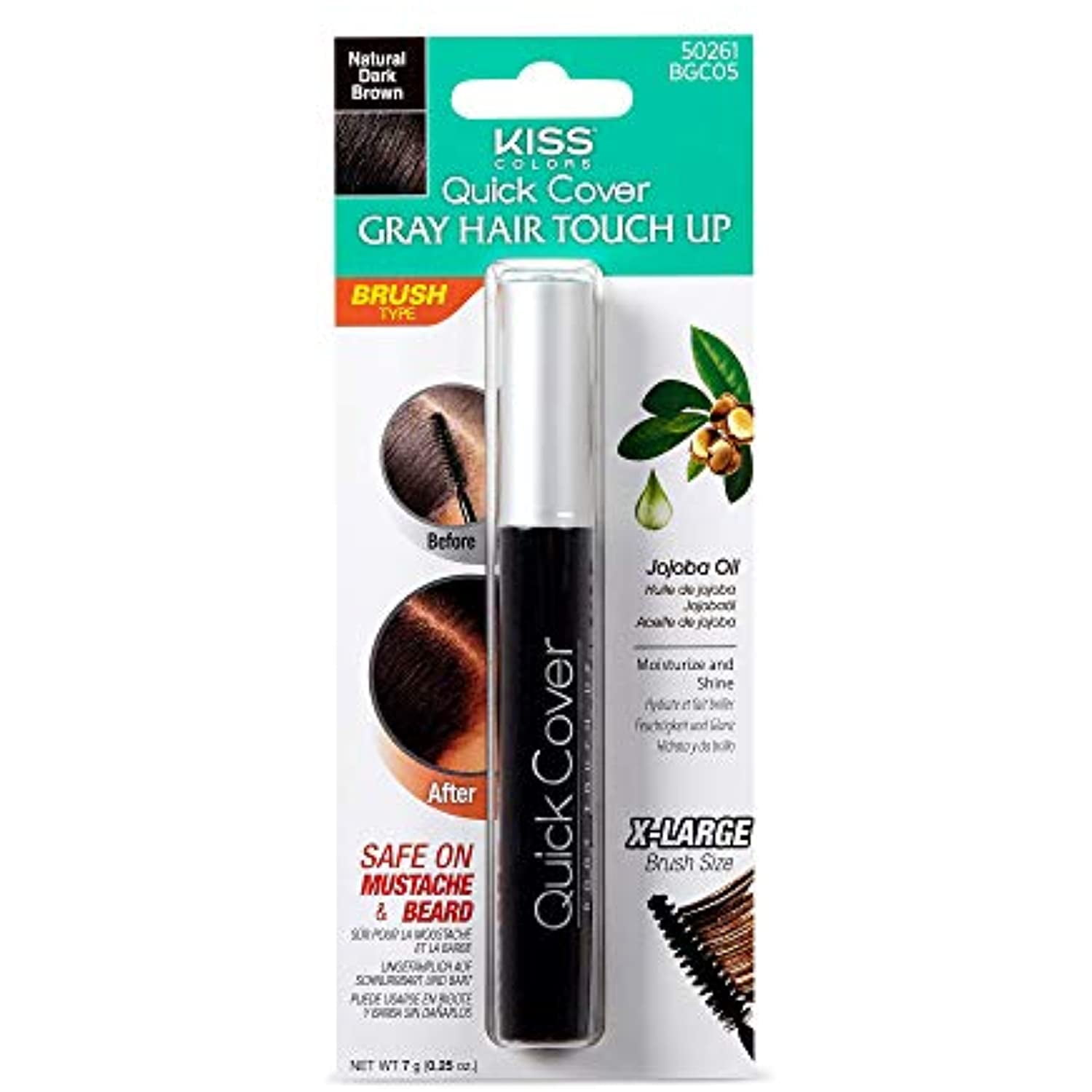 Kiss Quick Cover Gray Hair Touch Up, Root Touch Up, Moisturize And Shine (Natural Dark Brown)