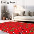 thumbnail image 2 of ODIKA 4'x6' Machine Washable Non-Slip Area Rug, Joyful Cane Stripe and Holly Berry Christmas High Traffic Rug with Pad, Red, 654379, 2 of 8
